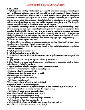 Chuyên đề bồi dưỡng học sinh giỏi Ngữ văn Lớp 7 - Chuyên đề 2 Nghị luận xã hội